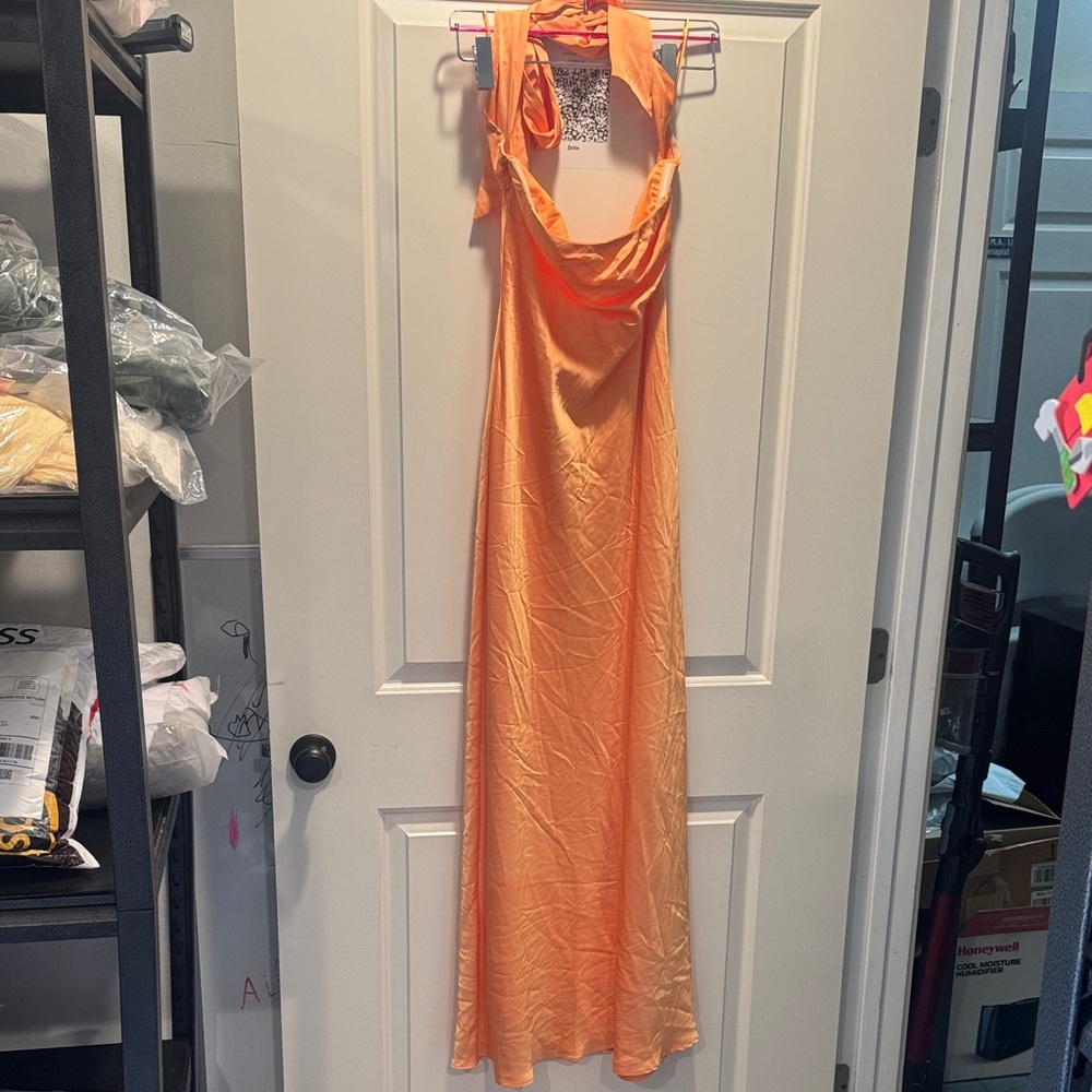 Gianni Bini Satin Sunset Maxi Dress – Size 10, Made in Morocco, New with Tags